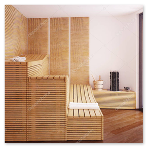 やわらかな灯りのサウナ室