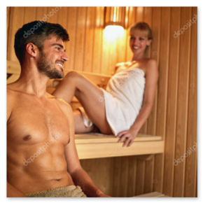 ロウリュで立ちのぼる蒸気